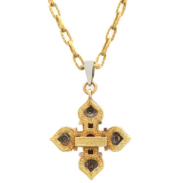 カッツァニーガ CAZZANIGA ルビー クロス ペンダント イエローゴールドXホワイトゴールド K18YG K18WG ルビー ダイヤモンド ネックレス 十字架モチーフ