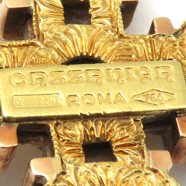 カッツァニーガ CAZZANIGA ルビー クロス ペンダント イエローゴールドXホワイトゴールド K18YG K18WG ルビー ダイヤモンド ネックレス 十字架モチーフ