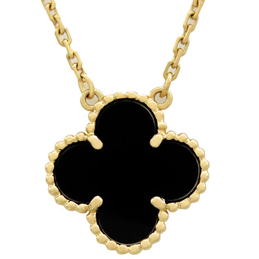ヴァンクリーフアーペル Van Cleef & Arpels ヴィンテージ アルハンブラ ペンダント VCARA45800 ブラックXイエローゴールド K18YG オニキス ネックレス 黒 Au750 18K