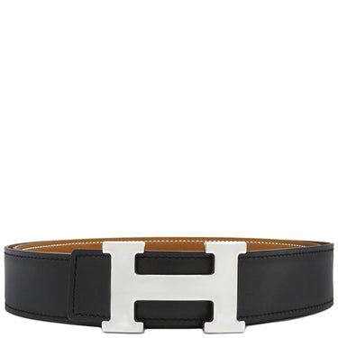 エルメス HERMES コンスタンスH ＃100 ブラック×ゴールド ボックスカーフ トゴ #100 ベルト シルバー金具 リバーシブル Hバックル 黒 茶