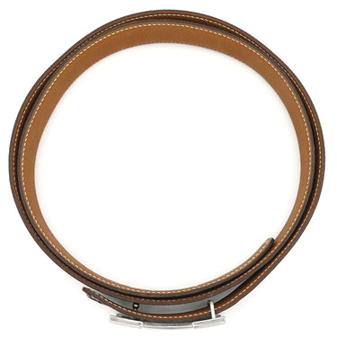 エルメス HERMES コンスタンスH ＃100 ブラック×ゴールド ボックスカーフ トゴ #100 ベルト シルバー金具 リバーシブル Hバックル 黒 茶