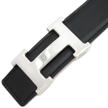 エルメス HERMES コンスタンスH ＃100 ブラック×ゴールド ボックスカーフ トゴ #100 ベルト シルバー金具 リバーシブル Hバックル 黒 茶