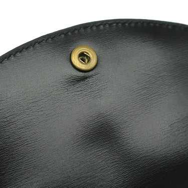 エルメス HERMES コンパクト ウォレット ブラック ボックスカーフ 三つ折り財布 ゴールド金具 黒 ミニ財布