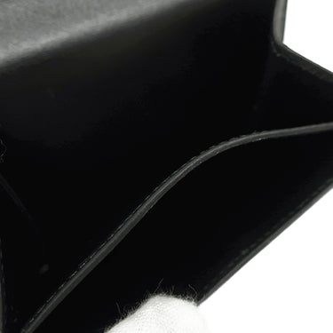 エルメス HERMES コンパクト ウォレット ブラック ボックスカーフ 三つ折り財布 ゴールド金具 黒 ミニ財布