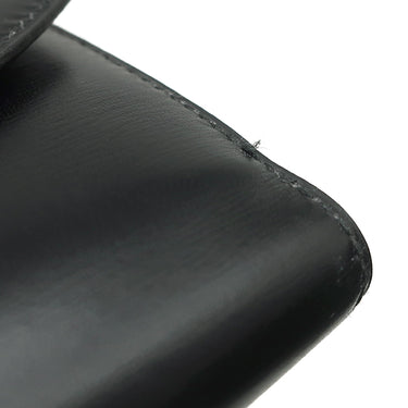 エルメス HERMES コンパクト ウォレット ブラック ボックスカーフ 三つ折り財布 ゴールド金具 黒 ミニ財布