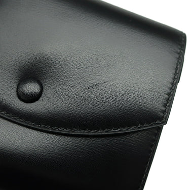 エルメス HERMES コンパクト ウォレット ブラック ボックスカーフ 三つ折り財布 ゴールド金具 黒 ミニ財布
