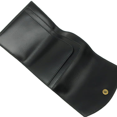 エルメス HERMES コンパクト ウォレット ブラック ボックスカーフ 三つ折り財布 ゴールド金具 黒 ミニ財布