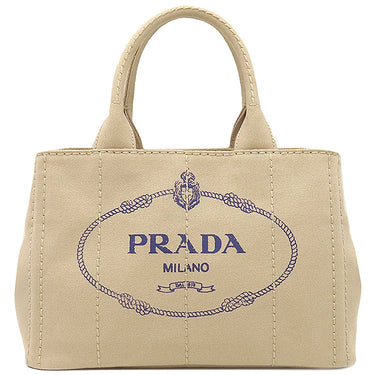 プラダ PRADA カナパ ミニ トートバッグ ベージュ キャンバス 2WAYバッグ ゴールド金具 ショルダーバッグ ハンドバッグ 三角ロゴ