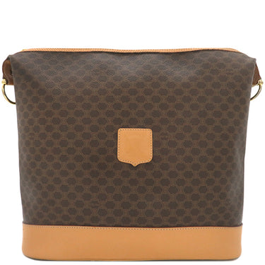 セリーヌ CELINE マカダム ブラウン PVC レザー ショルダーバッグ ゴールド金具 茶