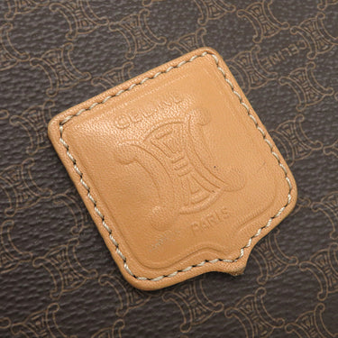 セリーヌ CELINE マカダム ブラウン PVC レザー ショルダーバッグ ゴールド金具 茶