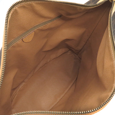 セリーヌ CELINE マカダム ブラウン PVC レザー ショルダーバッグ ゴールド金具 茶