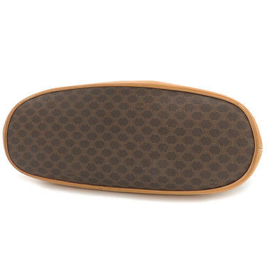 セリーヌ CELINE マカダム ブラウン PVC レザー ショルダーバッグ ゴールド金具 茶