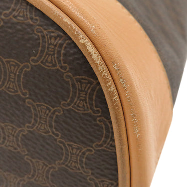 セリーヌ CELINE マカダム ブラウン PVC レザー ショルダーバッグ ゴールド金具 茶