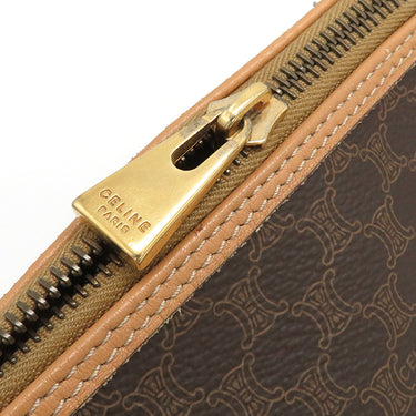 セリーヌ CELINE マカダム ブラウン PVC レザー ショルダーバッグ ゴールド金具 茶