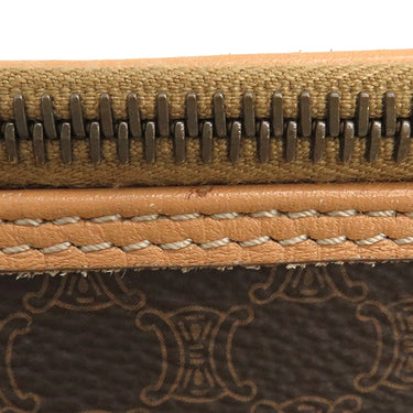 セリーヌ CELINE マカダム ブラウン PVC レザー ショルダーバッグ ゴールド金具 茶