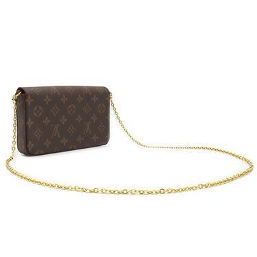 ルイヴィトン LOUIS VUITTON ポシェット フェリシー M81896 フューシャ モノグラムキャンバス チェーンウォレット ゴールド金具 茶 チェーンショルダー クロスボディ