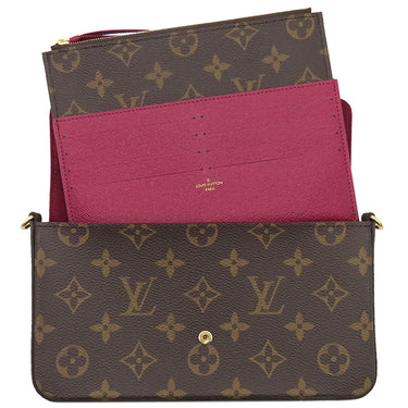 ルイヴィトン LOUIS VUITTON ポシェット フェリシー M81896 フューシャ モノグラムキャンバス チェーンウォレット ゴールド金具 茶 チェーンショルダー クロスボディ