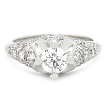 ブルガリ BVLGARI コロナ ダイヤリング プラチナシルバー Pt950 ダイヤモンド 14038 リング 指輪 パヴェダイヤ　 8号