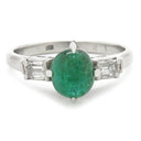 ノンブランド NON BRAND エメラルド ダイヤモンド リング プラチナシルバー Pt エメラルド ダイヤモンド リング 指輪 グリーン 緑 Pm 10.5号