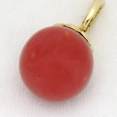 ノンブランド NON BRAND 珊瑚 ダイヤ イエローゴールド K18YG 珊瑚 ペンダントトップ 赤 サンゴ