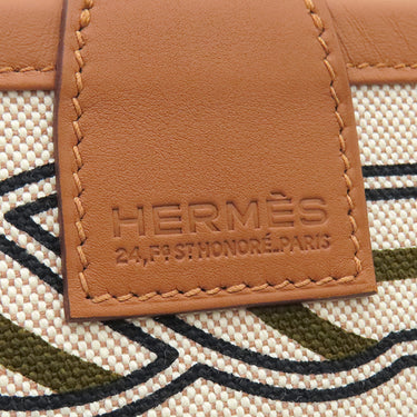 エルメス HERMES スティープル28 グリ×エクリュ トワルアッシュ スイフト トートバッグ 茶