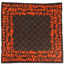 ルイヴィトン LOUIS VUITTON グラフィティ M72388 モノグラム×オレンジ コットン スカーフ 茶 オレンジ ハンカチ チーフ バンダナ