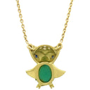 ジャンピエールベラン JEAN PIERRE BELLIN フクロウモチーフ グリーンXイエローゴールド K18YG ダイヤモンド グリーンカルセドニー ブルーサファイア ネックレス 緑 18金 750YG