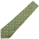 エルメス HERMES フクロウ 9cm グリーン×ブラウン シルク ネクタイ 緑 アニマル柄 ふくろう