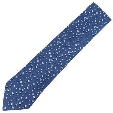 エルメス HERMES 水滴柄 9cm ネイビー×マルチカラー シルク ネクタイ 紺 青
