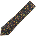 エルメス HERMES カタツムリ×チョウ 9cm ブラック×マルチカラー シルク ネクタイ 黒 蝶