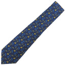 エルメス HERMES 植物柄 9cm ネイビー×マルチカラー シルク ネクタイ 紺 青 花柄