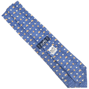 エルメス HERMES カタツムリ×ハリネズミ 9cm ブルー×マルチカラー シルク ネクタイ 青