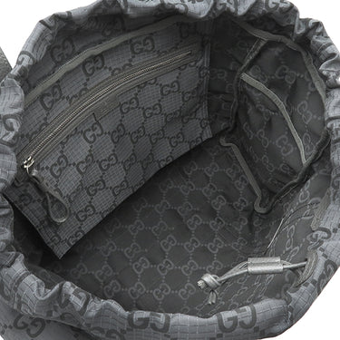 グッチ GUCCI GG リップストップ トート 767929 グレー ナイロン レザー トートバッグ シルバー金具 ショルダー ダークグレー