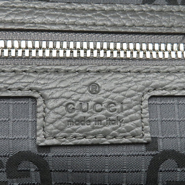 グッチ GUCCI GG リップストップ トート 767929 グレー ナイロン レザー トートバッグ シルバー金具 ショルダー ダークグレー