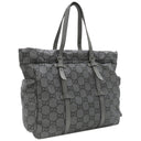 グッチ GUCCI GG リップストップ トート 767929 グレー ナイロン レザー トートバッグ シルバー金具 ショルダー ダークグレー
