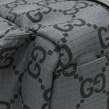 グッチ GUCCI GG リップストップ トート 767929 グレー ナイロン レザー トートバッグ シルバー金具 ショルダー ダークグレー