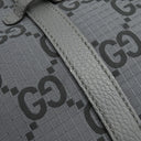 グッチ GUCCI GG リップストップ トート 767929 グレー ナイロン レザー トートバッグ シルバー金具 ショルダー ダークグレー