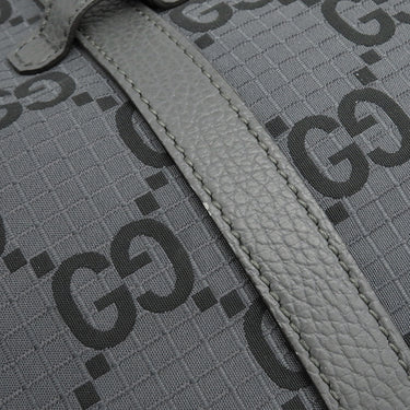 グッチ GUCCI GG リップストップ トート 767929 グレー ナイロン レザー トートバッグ シルバー金具 ショルダー ダークグレー