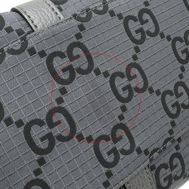 グッチ GUCCI GG リップストップ トート 767929 グレー ナイロン レザー トートバッグ シルバー金具 ショルダー ダークグレー