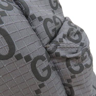 グッチ GUCCI GG リップストップ トート 767929 グレー ナイロン レザー トートバッグ シルバー金具 ショルダー ダークグレー