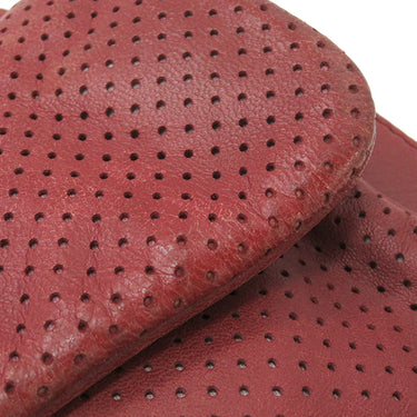 シャネル CHANEL パンチング チェーンショルダー レッド レザー ショルダーバッグ シルバー金具 赤