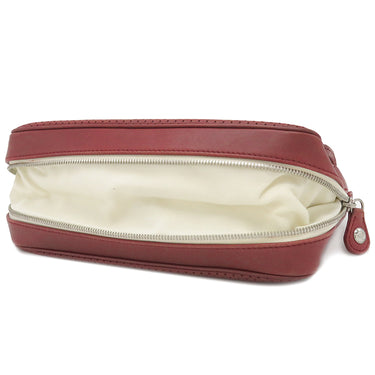 シャネル CHANEL パンチング チェーンショルダー レッド レザー ショルダーバッグ シルバー金具 赤