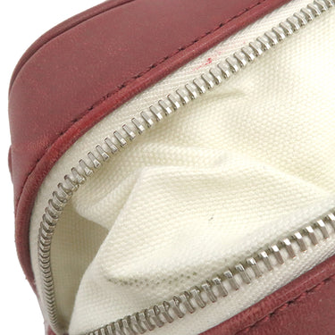 シャネル CHANEL パンチング チェーンショルダー レッド レザー ショルダーバッグ シルバー金具 赤