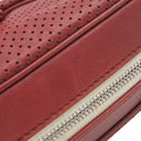 シャネル CHANEL パンチング チェーンショルダー レッド レザー ショルダーバッグ シルバー金具 赤