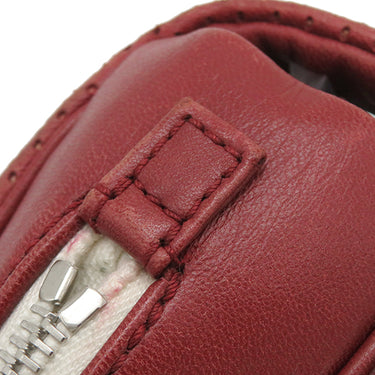 シャネル CHANEL パンチング チェーンショルダー レッド レザー ショルダーバッグ シルバー金具 赤