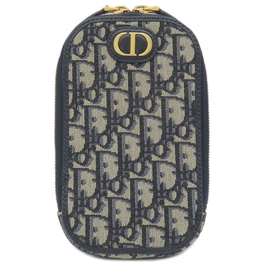 クリスチャン・ディオール Christian Dior 30 MONTAIGNE フォンホルダー 43MA0271 ブラック キャンバス 2WAYバッグ ゴールド金具 チェーンショルダー 紺