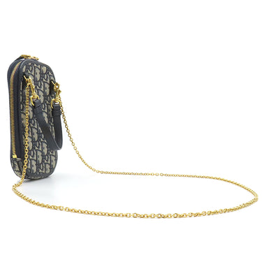 クリスチャン・ディオール Christian Dior 30 MONTAIGNE フォンホルダー 43MA0271 ブラック キャンバス 2WAYバッグ ゴールド金具 チェーンショルダー 紺