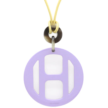 エルメス HERMES Hエキップ H057087FL01 パープル×イエロー バッファローホーン レザー ラッカー ネックレス 紫 黄色