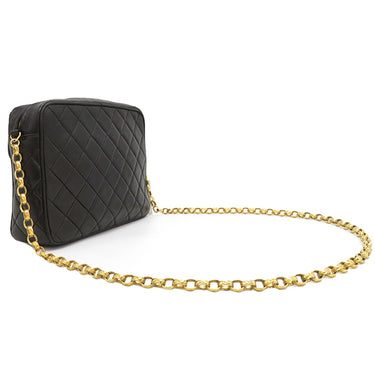 シャネル CHANEL マトラッセ フリンジ ブラック レザー ショルダーバッグ ゴールド金具 黒 タッセル チェーンショルダー