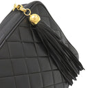 シャネル CHANEL マトラッセ フリンジ ブラック レザー ショルダーバッグ ゴールド金具 黒 タッセル チェーンショルダー
